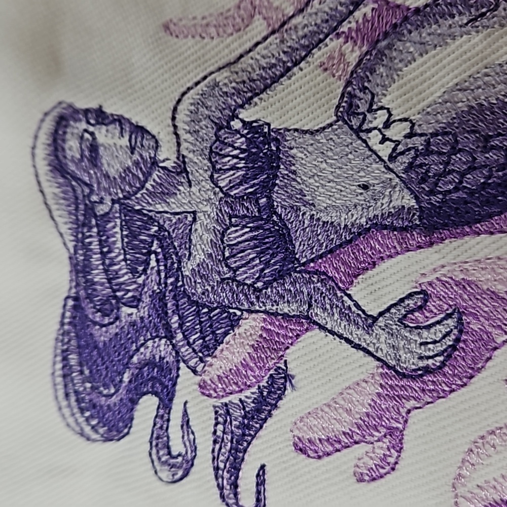Machine Embroidered Purple Mermaid Sample Panel - Picture 3 of 6